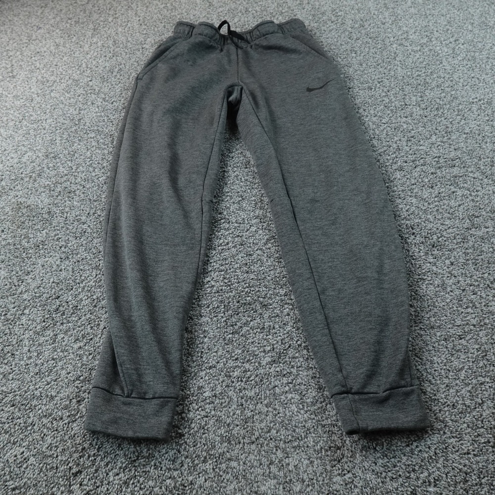 Nike Sweatpants Mens S Gray Dri Fit Jogger Gym‎ Pants Drawstring Workout Swoosh